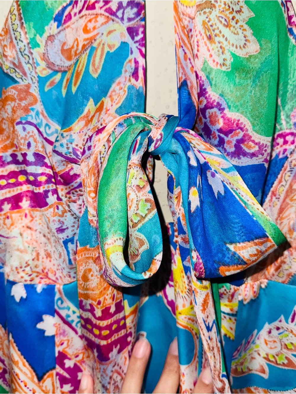 Lauren Ralph Lauren Halter Neck Paisley Front Tie Silk Mini Dress - Picture 3 of 7